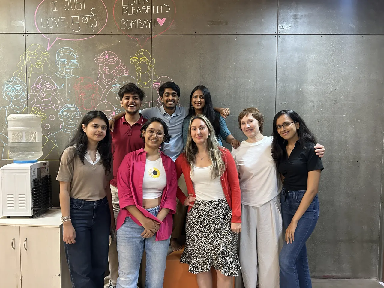 The Co-Life × SaafWater project team at a chalk wall